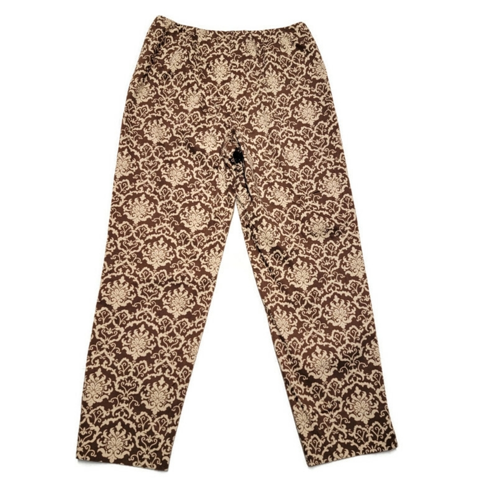 Talbots Womens Size 8 Brown And Tan Print Ankle Pleated Front Pants - Picture 2 of 7